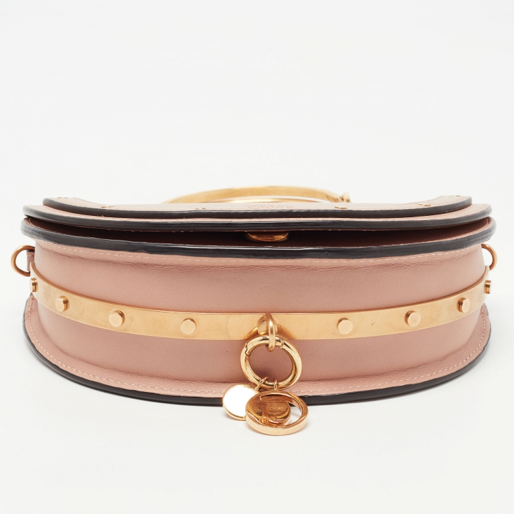 Pre Owned Chloe Beige Leather Small Nile Bracelet Minaudiere Crossbody Bag