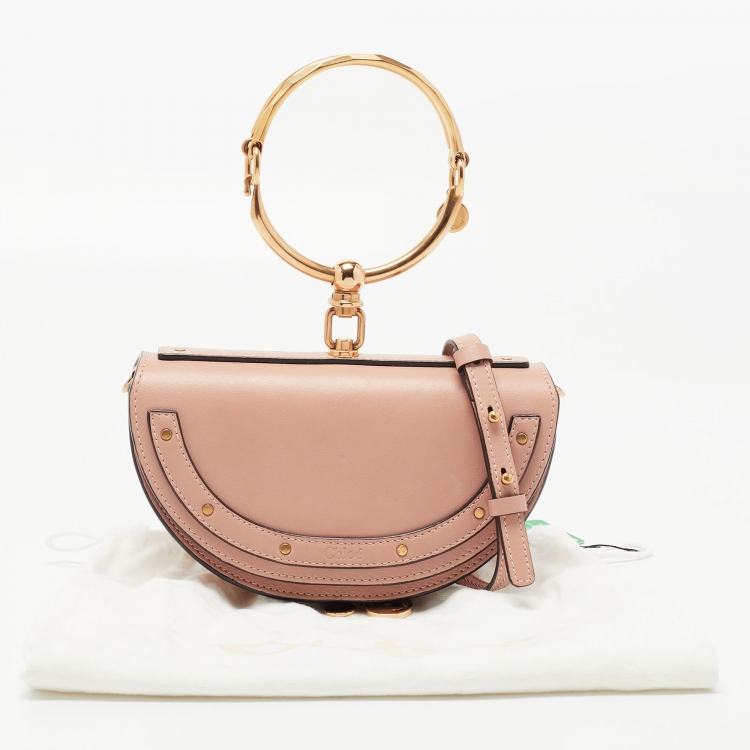 Pre Owned Chloe Beige Leather Small Nile Bracelet Minaudiere Crossbody Bag
