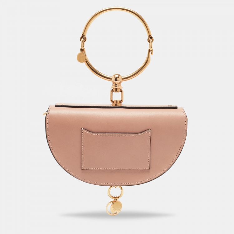 Pre Owned Chloe Beige Leather Small Nile Bracelet Minaudiere Crossbody Bag
