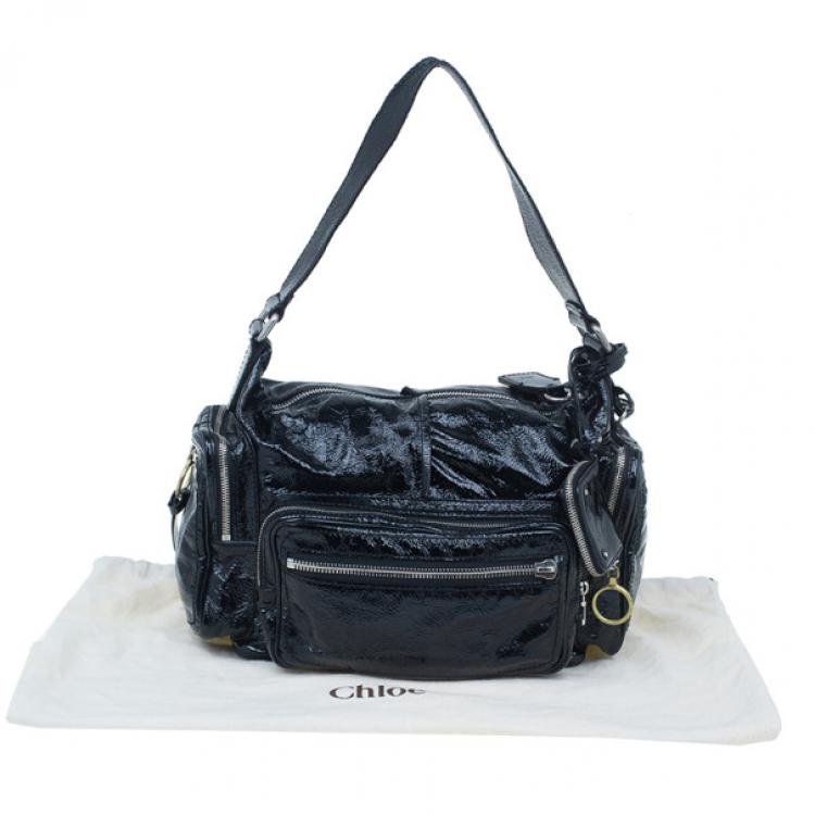 Pre Owned Chloe Black Patent Leather Ada Tote