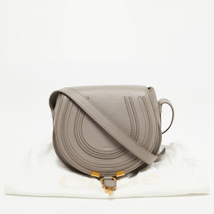 Pre Owned Chloe Grey Leather Mini Marcie Crossbody Bag