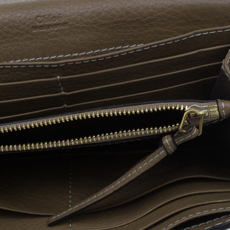 Pre Owned Chloe Nut Grained Leather Marcie Continental Wallet