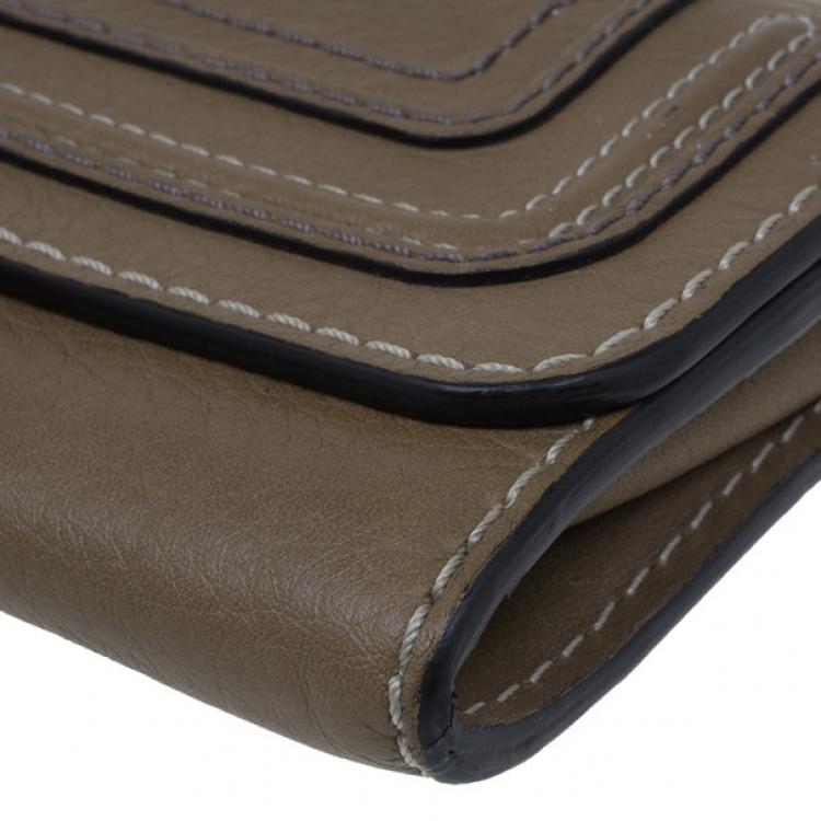 Pre Owned Chloe Nut Grained Leather Marcie Continental Wallet