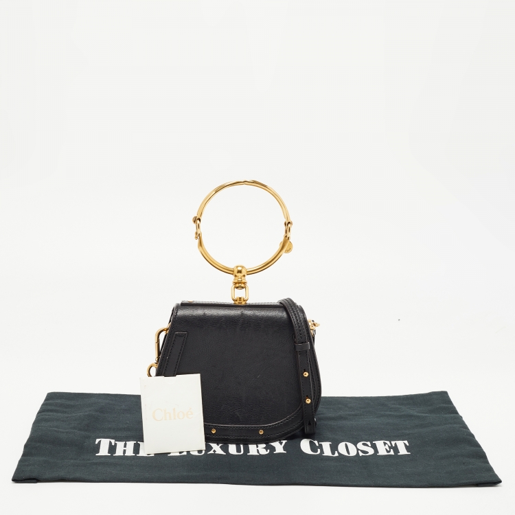 Pre Owned Chloe Black Leather Small Nile Bracelet Shoulder Bag