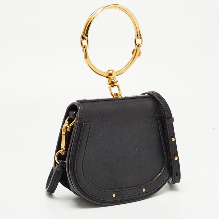 Pre Owned Chloe Black Leather Small Nile Bracelet Shoulder Bag