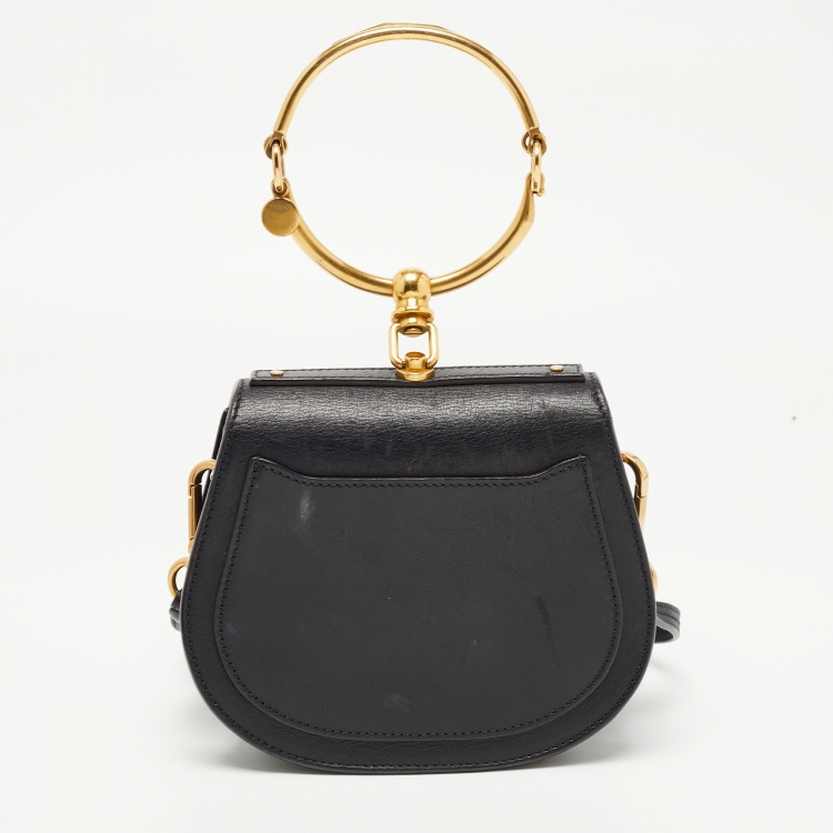 Pre Owned Chloe Black Leather Small Nile Bracelet Shoulder Bag