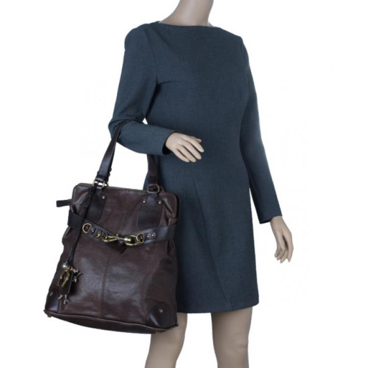 Pre Owned Chloe Brown Leather Large Kerala Horseshoe Charm Tote
