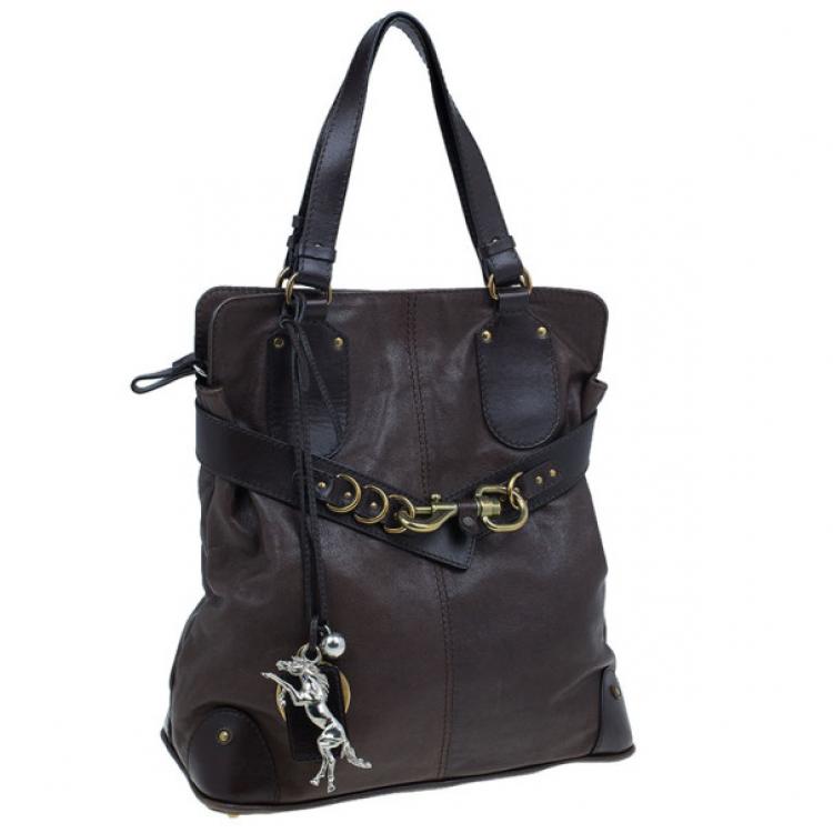 Pre Owned Chloe Brown Leather Large Kerala Horseshoe Charm Tote