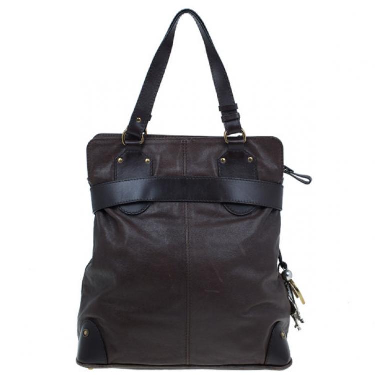 Pre Owned Chloe Brown Leather Large Kerala Horseshoe Charm Tote