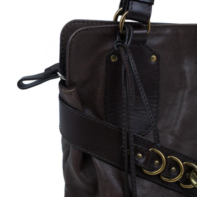 Pre Owned Chloe Brown Leather Large Kerala Horseshoe Charm Tote