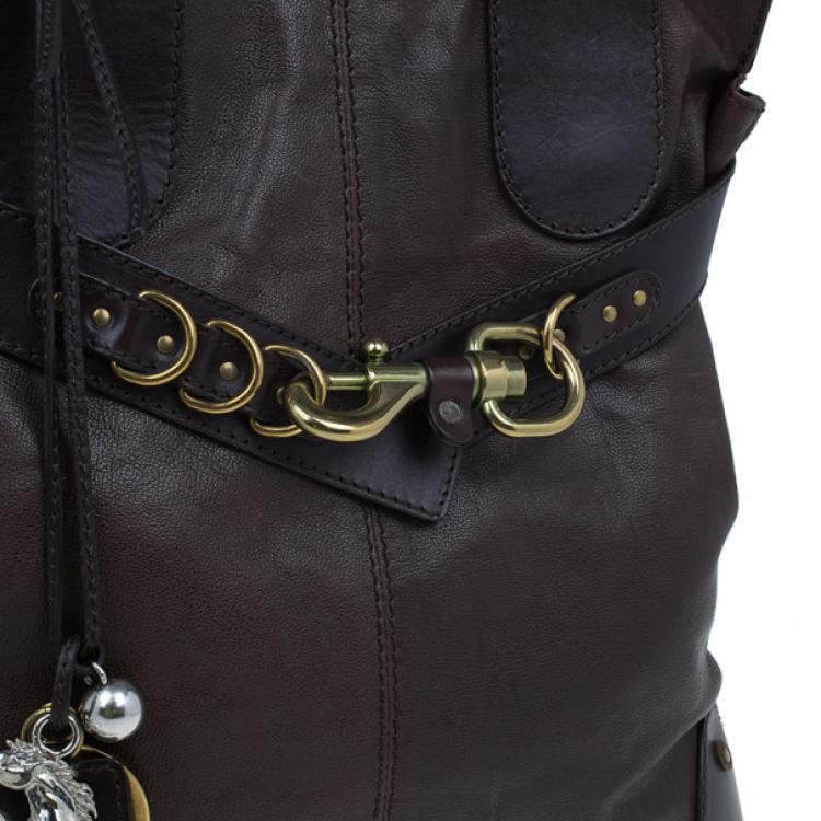 Pre Owned Chloe Brown Leather Large Kerala Horseshoe Charm Tote