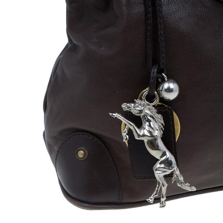 Pre Owned Chloe Brown Leather Large Kerala Horseshoe Charm Tote