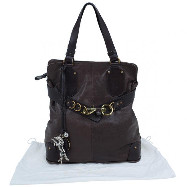 Pre Owned Chloe Brown Leather Large Kerala Horseshoe Charm Tote