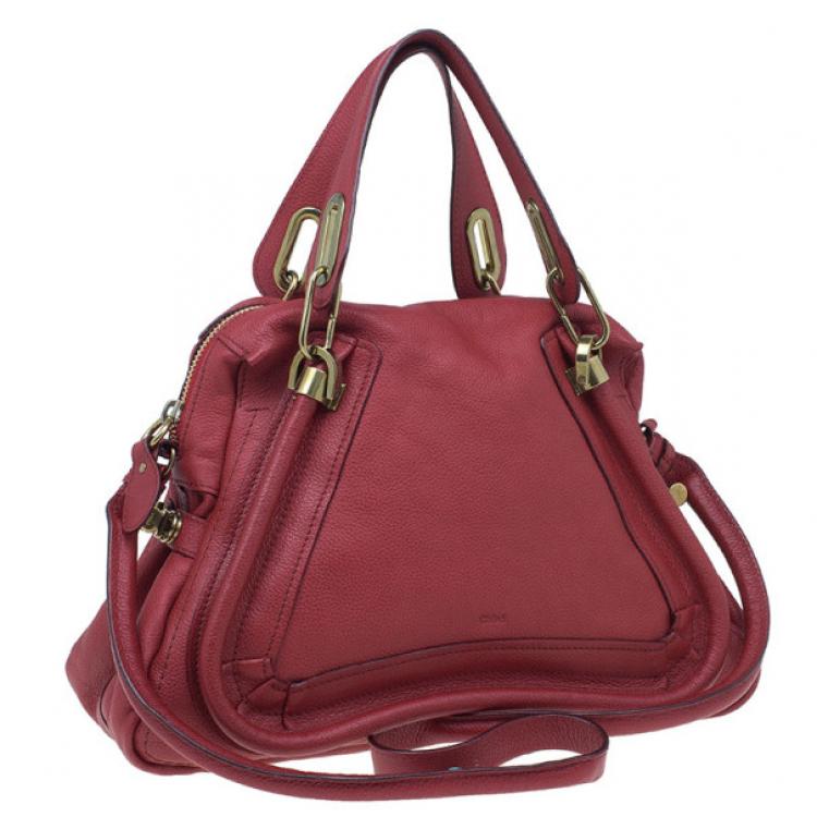 Pre Owned Chloe Red Leather Small Paraty Hobo
