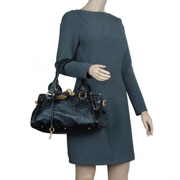Pre Owned Chloe Black Leather Medium Paddington Satchel