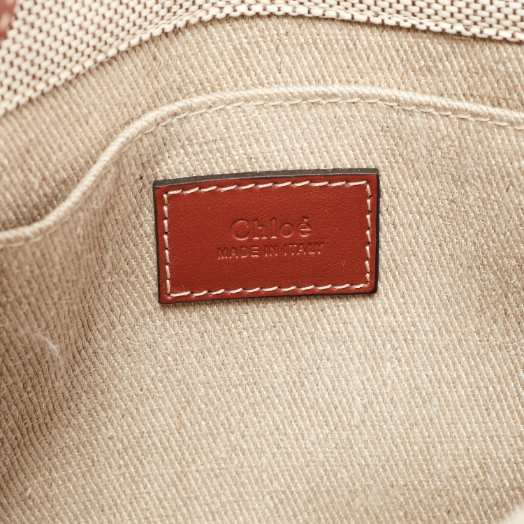 Pre Owned Chloe Beige/Tan Canvas and Leather Small Woody Tote