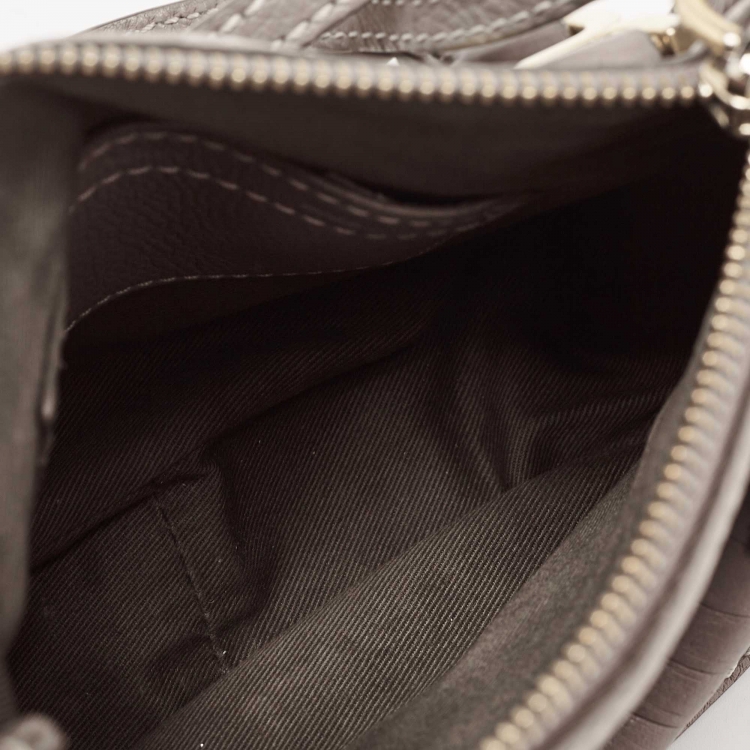 Pre Owned Chloe Grey Leather Mini Marcie Double Carry Crossbody Bag