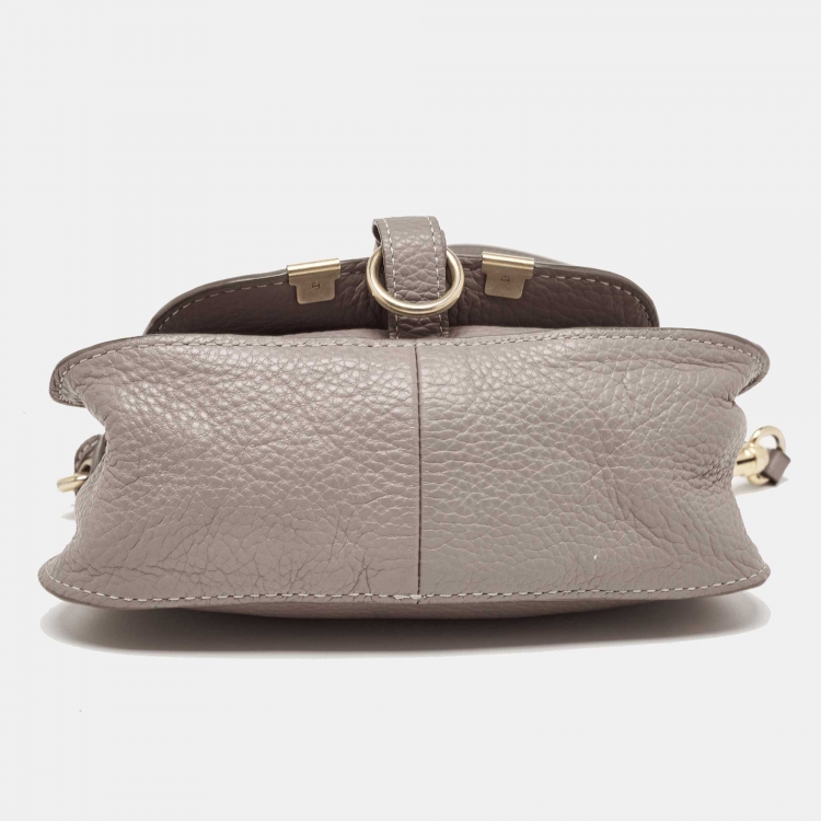 Pre Owned Chloe Grey Leather Mini Marcie Double Carry Crossbody Bag
