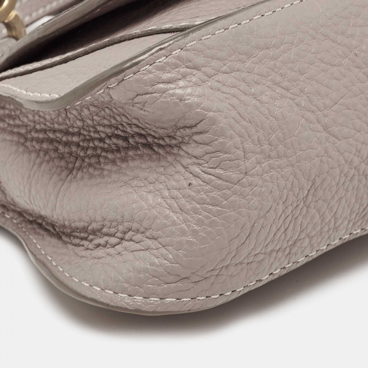 Pre Owned Chloe Grey Leather Mini Marcie Double Carry Crossbody Bag