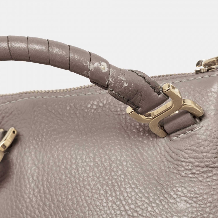 Pre Owned Chloe Grey Leather Mini Marcie Double Carry Crossbody Bag