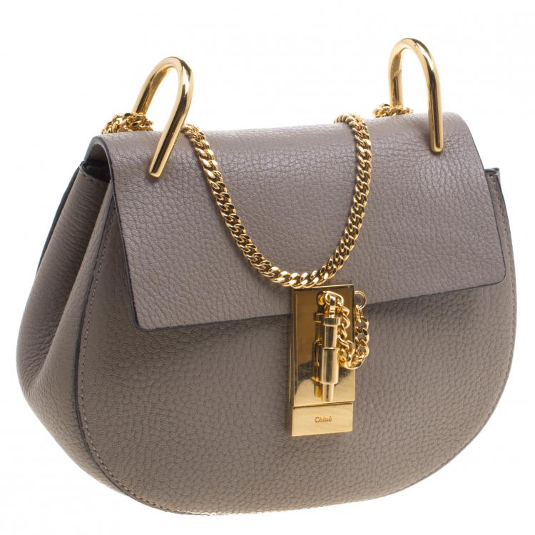 Pre Owned Chloe Beige Leather Small Drew Shoulder Bag