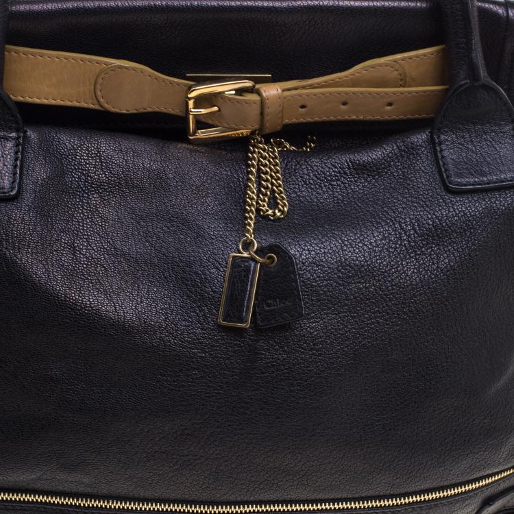 Pre Owned Chloe Metallic Black Leather Tote