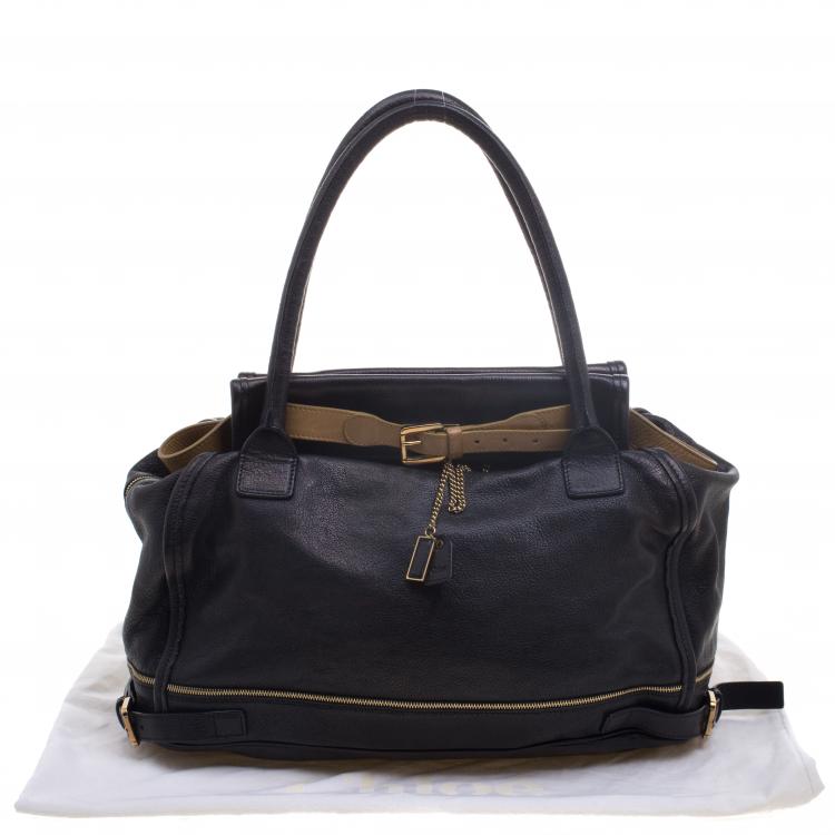 Pre Owned Chloe Metallic Black Leather Tote