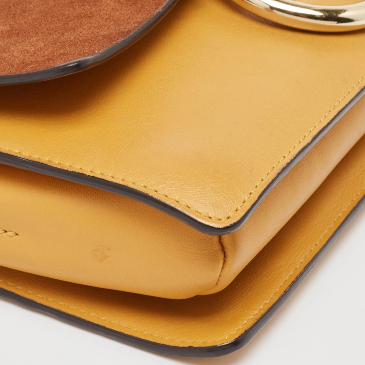 Pre Owned Chloe Brown/Yellow Leather and Suede Small Faye Shoulder Bag