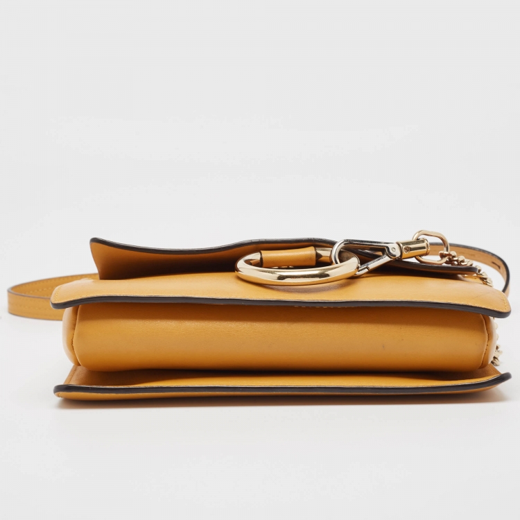 Pre Owned Chloe Brown/Yellow Leather and Suede Small Faye Shoulder Bag