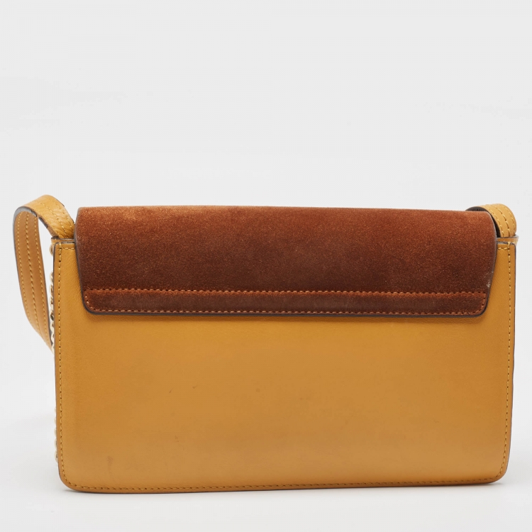 Pre Owned Chloe Brown/Yellow Leather and Suede Small Faye Shoulder Bag