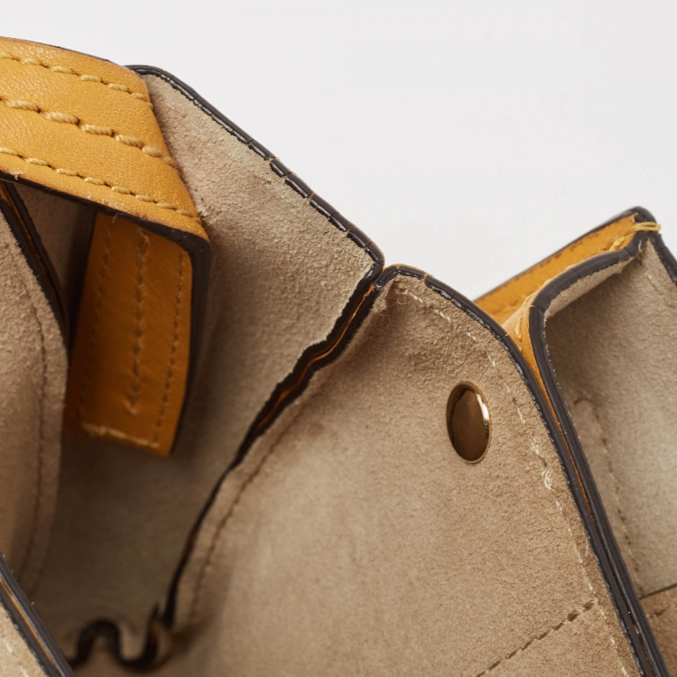 Pre Owned Chloe Brown/Yellow Leather and Suede Small Faye Shoulder Bag