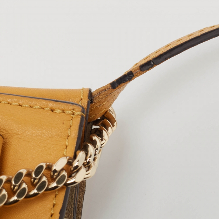 Pre Owned Chloe Brown/Yellow Leather and Suede Small Faye Shoulder Bag