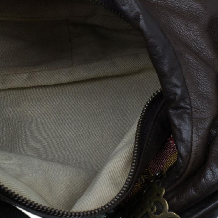 Pre Owned Chloe Brown Multicolored Embroidery Crescent Hobo