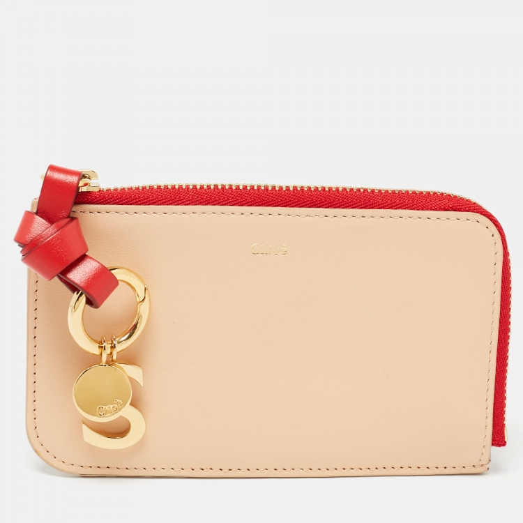 Pre Owned Chloe Beige Leather Alphabet Coin Purse