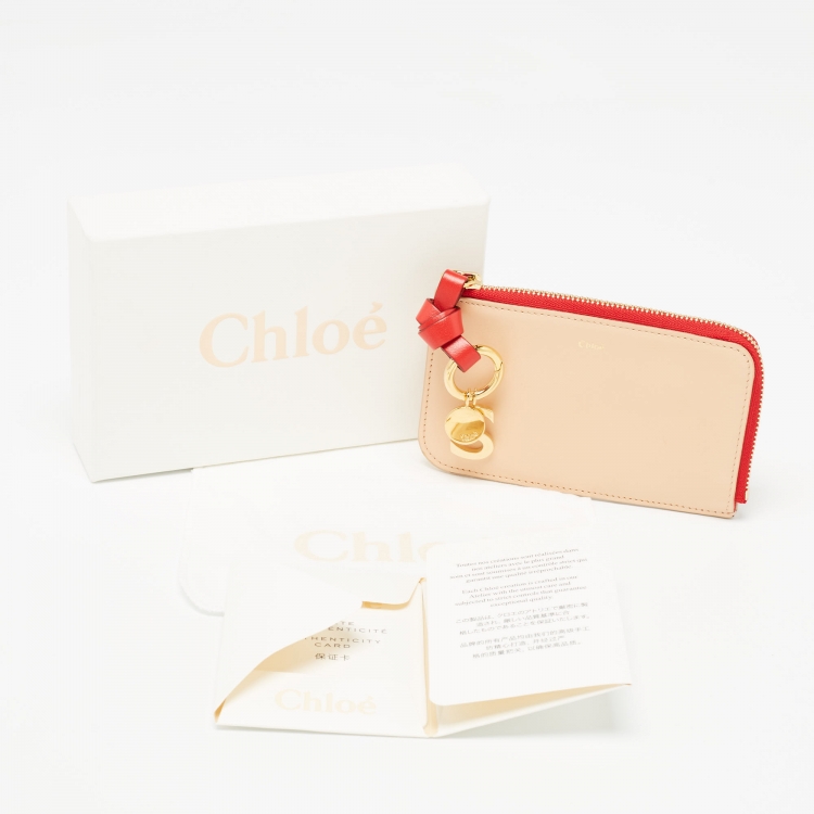 Pre Owned Chloe Beige Leather Alphabet Coin Purse