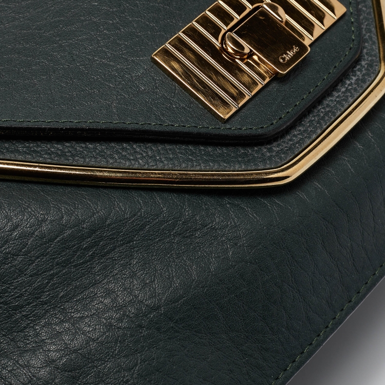 Pre Owned Chloe Green Leather Medium Sally Shoulder Bag