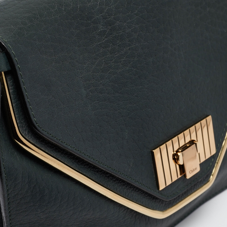 Pre Owned Chloe Green Leather Medium Sally Shoulder Bag