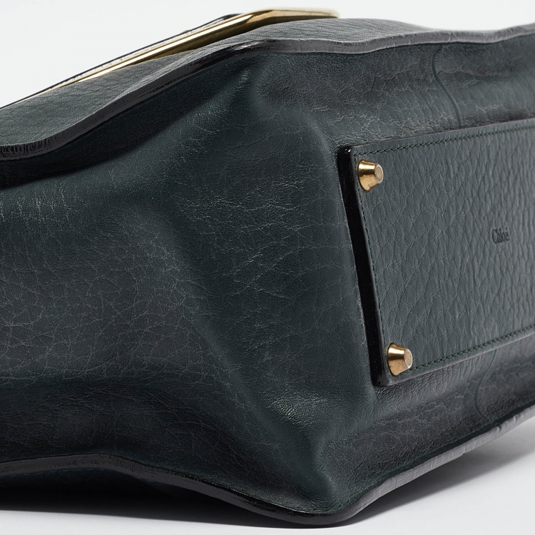 Pre Owned Chloe Green Leather Medium Sally Shoulder Bag
