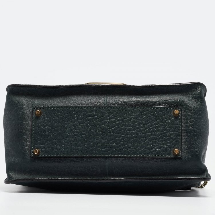 Pre Owned Chloe Green Leather Medium Sally Shoulder Bag