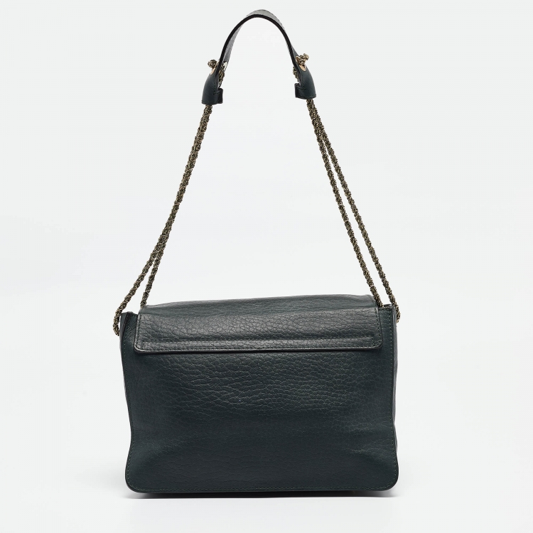 Pre Owned Chloe Green Leather Medium Sally Shoulder Bag