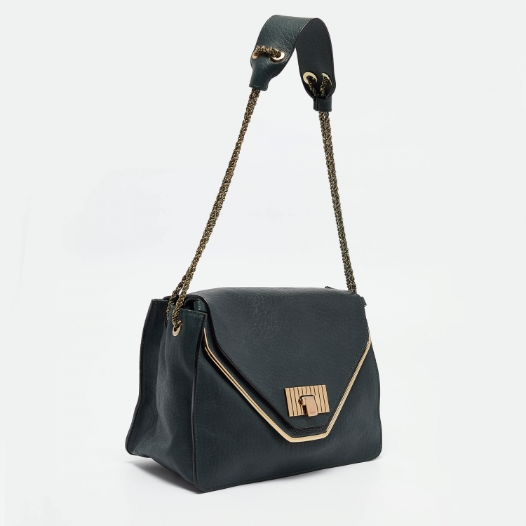 Pre Owned Chloe Green Leather Medium Sally Shoulder Bag