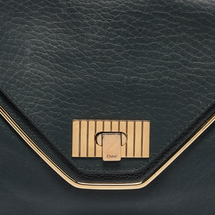 Pre Owned Chloe Green Leather Medium Sally Shoulder Bag