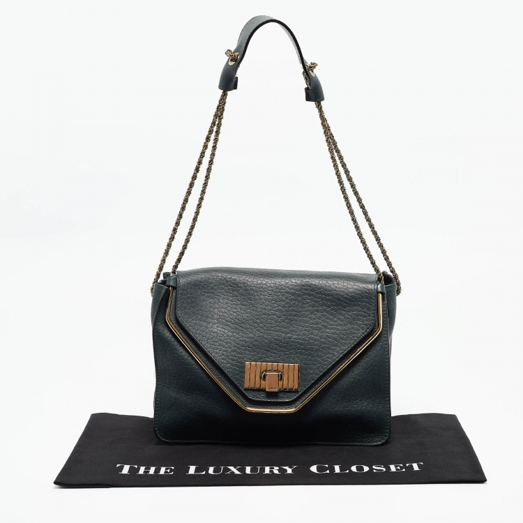 Pre Owned Chloe Green Leather Medium Sally Shoulder Bag