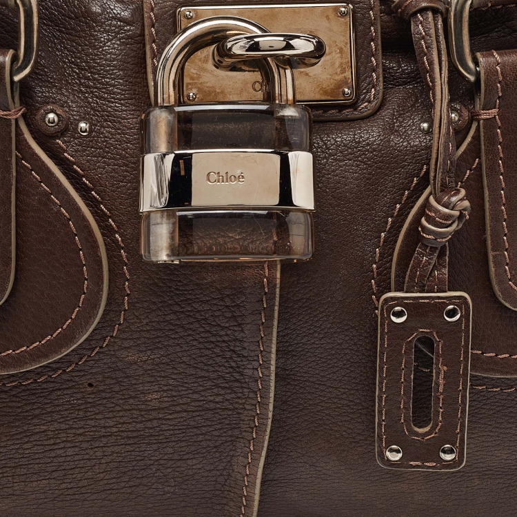 Pre Owned Chloe Dark Brown Leather Paddington Zipped Satchel