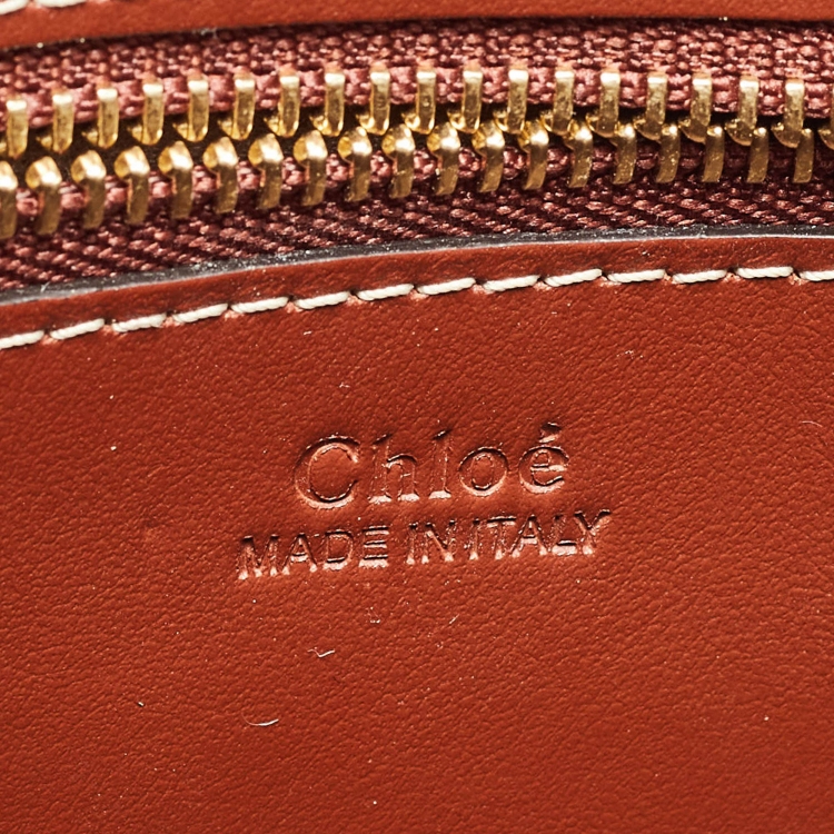 Pre Owned Chloe Brown/Beige Wool and Leather Small Woody Tote
