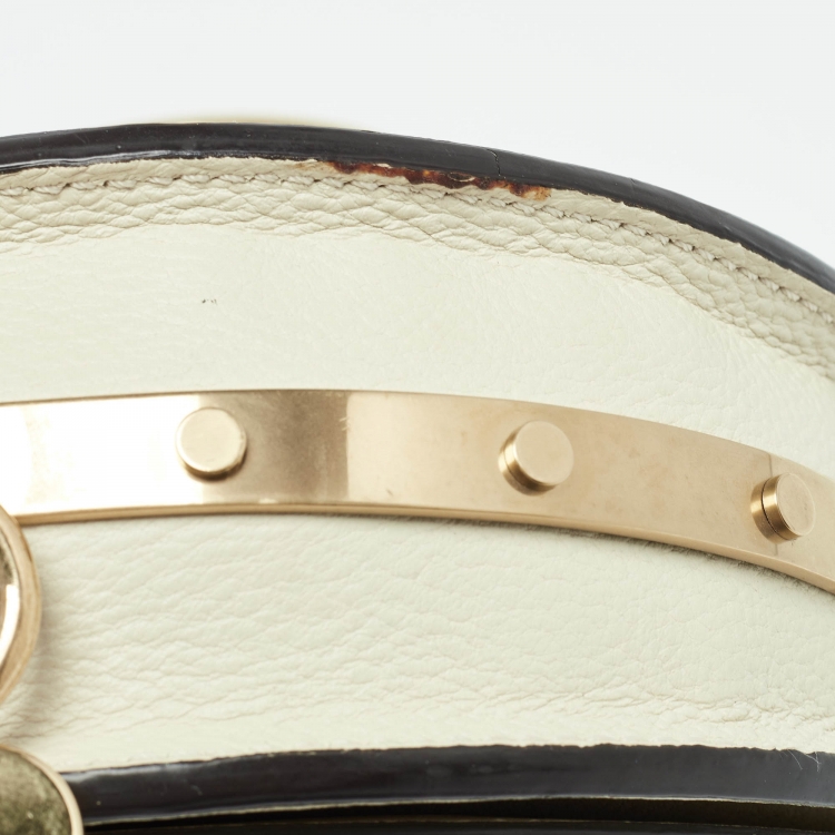 Pre Owned Chloe Off White Leather Nile Minaudiere Crossbody Bag
