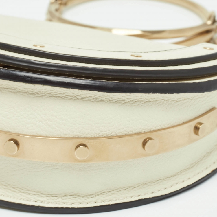 Pre Owned Chloe Off White Leather Nile Minaudiere Crossbody Bag