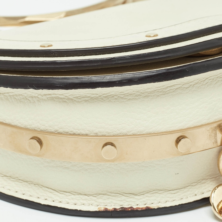 Pre Owned Chloe Off White Leather Nile Minaudiere Crossbody Bag