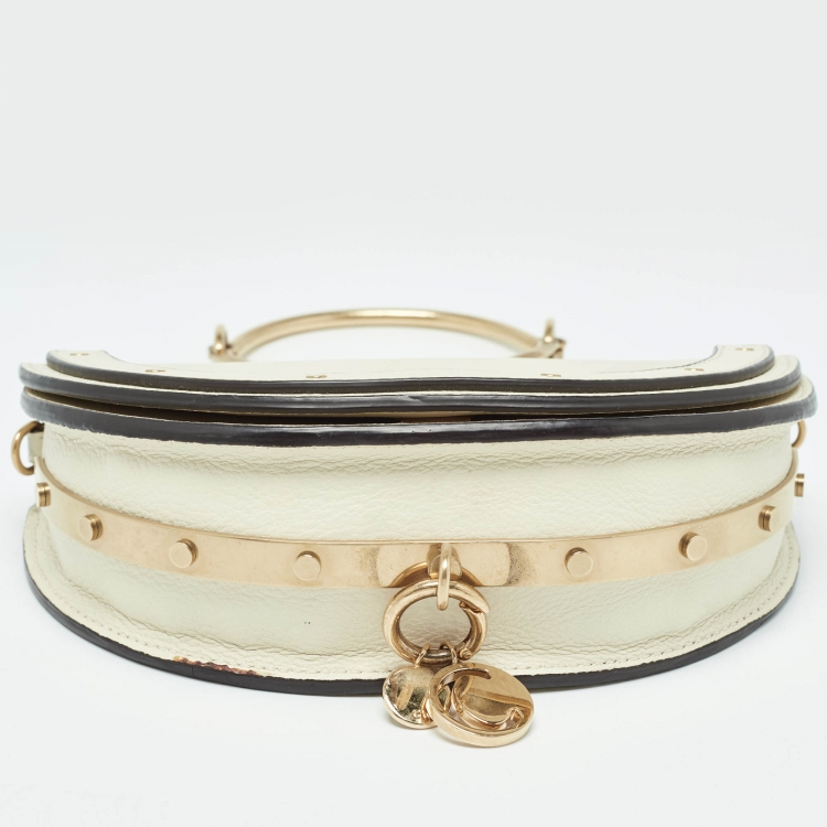 Pre Owned Chloe Off White Leather Nile Minaudiere Crossbody Bag