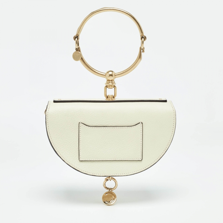 Pre Owned Chloe Off White Leather Nile Minaudiere Crossbody Bag